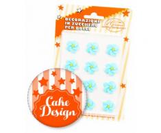 Decorazione in Zucchero per Dolci Fiori Azzurri Sapori Artigianali pz.12