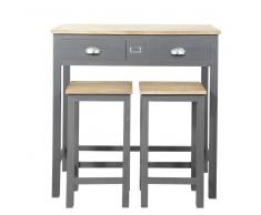 Maisons du monde Tavolo alto per sala da pranzo + 2 sgabelli in legno L 90 cm Chablis