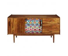 Maisons du monde Credenza 2 porte 3 cassetti in legno massello di acacia stampato Ikat