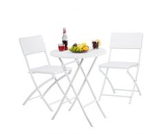 Relaxdays 10020758_49 Set Bastian Mobili da Giardino o Campeggio da 3 Pezzi, 60 x 60 x 75.5 cm, Bianco