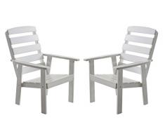 Ambiente Casa 90323 Poltrona da giardino Sedia Lounge Set di 2 in massello Hanko Maxi, bianco
