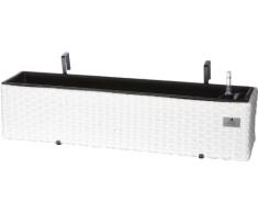 Cassetta da giardino in polyrattan, incl. agganci e sistema per innaffio, bianco, 80 x 19 x 18 cm