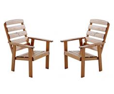 Ambiente Casa 90.320 Poltrona da giardino Sedia Lounge Set di 2 in massello Hanko Maxi, marrone