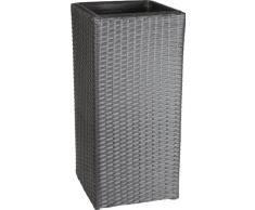 Secchio per pianta da giardino in polyrattan, incl. elemento in plastica per interno ed esterno, antracite, 28 x 28 x 60 cm