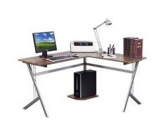 Hjh Scrivania per computer POLUX, molto ampia, cm 76x155x55, con supporto per PC, in color noce
