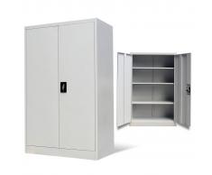 vidaXL Armadio metallico per ufficio con 2 ante 140 cm grigio