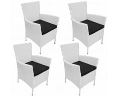 vidaXL 4 Pz Set Sedie da Giardino in Polyrattan Bianco Crema