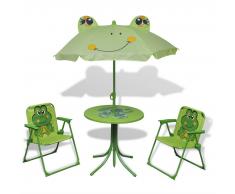 vidaXL Set mobili da giardino per bambini 4 pezzi verde