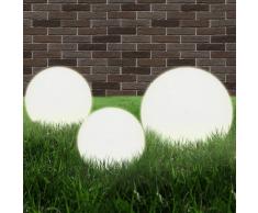 vidaXL Set 3 Lampade da giardino a sfera E27 20/30/40 cm in PMMA