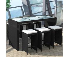 vidaXL 13 pezzi set bar da giardino in Poly Rattan Nero