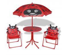 vidaXL Set mobili da giardino per bambini 4 pezzi rosso