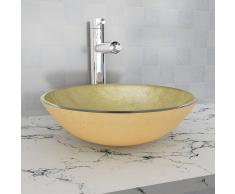 vidaXL Lavandino in Vetro Temperato 42 cm Dorato