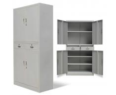 vidaXL Armadio metallico per ufficio con 4 ante e 2 cassetti grigio