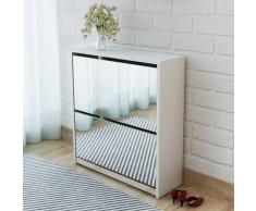 vidaXL Scarpiera 2 Strati a Specchio Bianca 63x17x67 cm