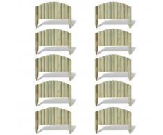 vidaXL Set 10 pz Palizzata recinzione giardino in legno 55 cm design ad arco