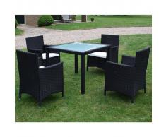 vidaXL Set Nove pz Tavolo e sedie da giardino in polirattan nero