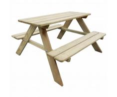 vidaXL Tavolo da Picnic per Bambini 89 x 89,6 50,8 cm in Legno di Pino