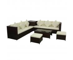 vidaXL Set Sofà da Giardino 26 pz. Poliestere/Vimini Marrone