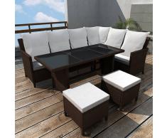 vidaXL Set Mobili da Giardino Seduta in Polirattan per 8 Persone Marrone
