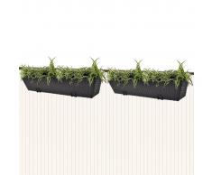 vidaXL Set 2 pz Piantatrice trapezoidale in rattan per balcone 80 cm nero