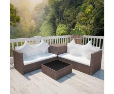 vidaXL Set Seduta da Giardino in Polirattan Marrone con Cesto di Stoccaggio