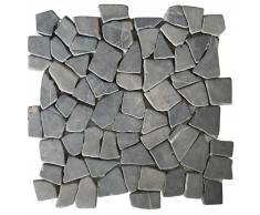 vidaXL Piastrelle per Mosaico 11 Pz Marmo Nero 1 m²