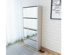 vidaXL Scarpiera 4 Strati a Specchio Bianca 63x17x134 cm
