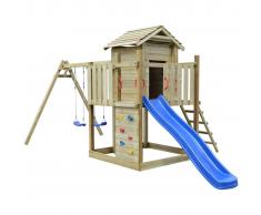 vidaXL Set da gioco in legno con scaletta, scivolo e altalene 557x280x271 cm