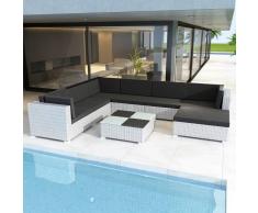 vidaXL Set da seduta giardino in polirattan bianco 24 pz