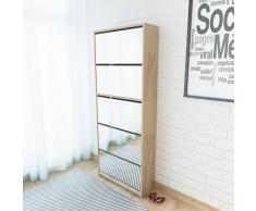 vidaXL Scarpiera 5 Strati a Specchio in Rovere 63x17x169,5 cm