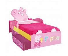 Peppa Pig Disney Lettino per Bambini con Cassetti 140x70 cm Rosa WORL213010