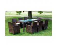 vidaXL Set 17 pezzi Tavolo e sedie da giardino in rattan marroni