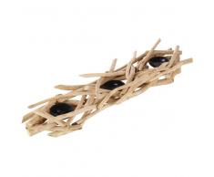 Maisons du monde Candelabro a 3 candele nero in teak e metallo RIVAGE