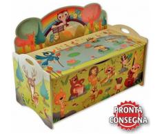 Dida Cassapanca Porta Giochi Concerto nel Bosco per Bambini in Legno Naturale di Dida