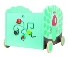 Boikido Cassapanca Portagiochi per Bambini in Legno Naturale colorato Pavone di Boikido