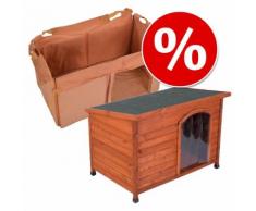 Set Cuccia per cani Woody con tetto piano e Isolamento - L 85 x P 57 x H 58 cm