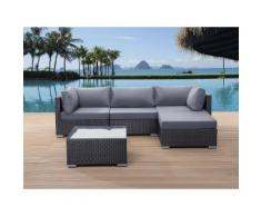 Arredamento da giardino - Set da giardino in rattan nero - Divano angolare con cuscini - SANO