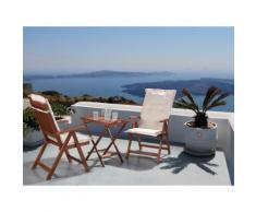 Set da balcone - Tavolino e due sedie con cuscini color crema - TOSCANA