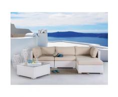 Arredamento da giardino - Set da giardino in rattan bianco - Divano con cuscini - SANO