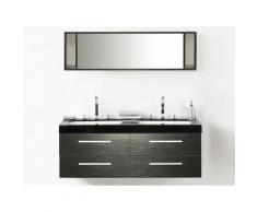 Arredo bagno moderno - Mobili accessori bagno 2 lavabi - Armadietti - 1 specchio - Nero - MALAGA