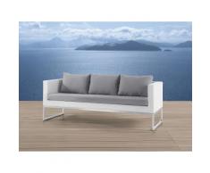 Divano giardino 3 posti in rattan bianco - Arredo giardino esterno in acciaio - CREMA