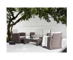 Set in rattan da giardino - Lounge da esterno con tavolo poltrona e divano in rattan - LUCA