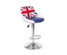 Sgabello bar Drapeau by Bizzotto. Imbottito in ecopelle con struttura in acciaio cromato.