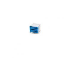 Cassettiera da scrivania 4 cassetti bianco e blu