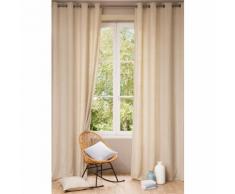 Tenda beige in lino slavato con occhielli 140 x 300 cm