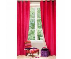Tenda double-face fucsia e beige in velluto e lino con occhielli 140 x 300 cm