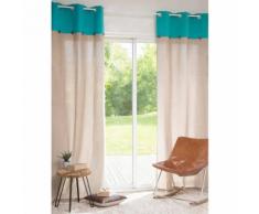 Tenda beige/turchese con occhielli in cotone 110 x 250 cm WENDA