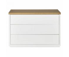 Cassettone bianco in massello di quercia L 116 cm Austral