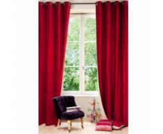 Tenda double-face rossa e beige in velluto e lino con occhielli 140 x 300 cm