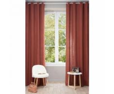 Tenda in lino slavato rosso scuro con occhielli 130 x 300 cm